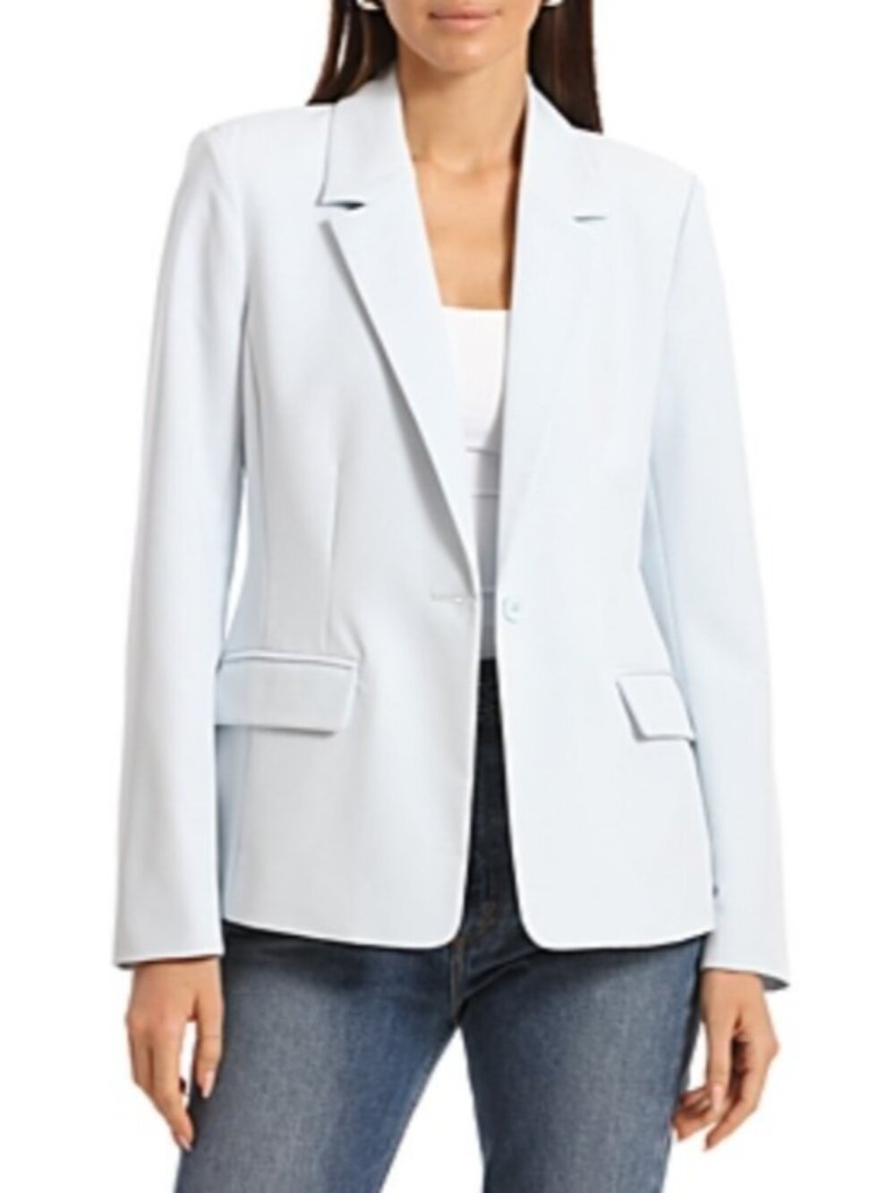 Bagatelle Womens Solid Office One-Button Blazer Blue Size L